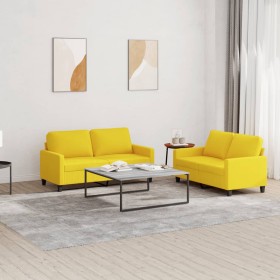 Juego de sofás con cojines 2 piezas tela amarillo claro de , Sofás - Ref: Foro24-3201449, Precio: 390,87 €