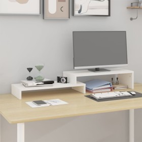 Soporte de monitor madera maciza pino blanco (52-101)x22x14 cm