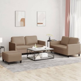 Juego de sofás con cojines 3 piezas cuero sintético capuchino de , Sofás - Ref: Foro24-3201759, Precio: 442,03 €
