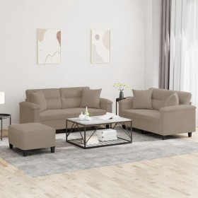 Juego de sofás con cojines 3 piezas tela microfibra gris taupe de , Sofás - Ref: Foro24-3202332, Precio: 588,68 €, Descuento: %