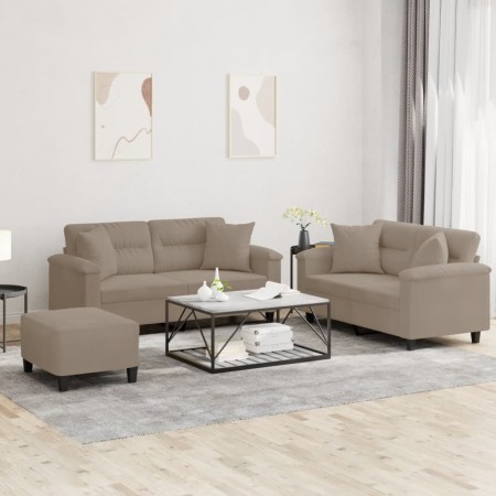 Juego de sofás con cojines 3 piezas tela microfibra gris taupe de , Sofás - Ref: Foro24-3202332, Precio: 588,68 €, Descuento: %