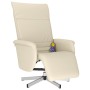 Sillón reclinable masaje con reposapiés cuero sintético crema de , Sillones - Ref: Foro24-356649, Precio: 204,36 €