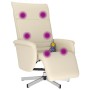 Sillón reclinable masaje con reposapiés cuero sintético crema de , Sillones - Ref: Foro24-356649, Precio: 204,36 €