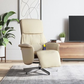 Sillón reclinable de masaje con reposapiés tela color crema de , Sillones - Ref: Foro24-356675, Precio: 204,02 €