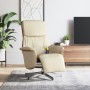 Sillón reclinable de masaje con reposapiés tela color crema de , Sillones - Ref: Foro24-356675, Precio: 204,02 €