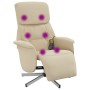 Sillón reclinable de masaje con reposapiés tela color crema de , Sillones - Ref: Foro24-356675, Precio: 204,02 €