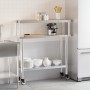 Mesa de trabajo para cocina con estante acero inox 110x30x120cm