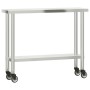 Mesa de trabajo para cocina con estante acero inox 110x30x120cm