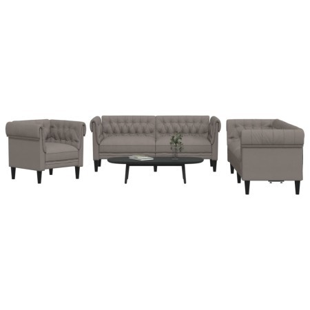 Juego de sofás 3 piezas tela gris taupe