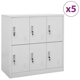 Lockers, 5 units, light gray steel, 90x45x92.5 cm by vidaXL, Lockers and storage cabinets - Ref: Foro24-3095235, Price: 906,1...