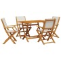 Set de comedor de jardín 5 pzas tela madera maciza blanco crema de , Conjuntos de jardín - Ref: Foro24-3281700, Precio: 321,12 €