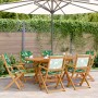 Set de comedor jardín 7 pzas tela madera maciza estampado hojas de , Conjuntos de jardín - Ref: Foro24-3281716, Precio: 467,29 €