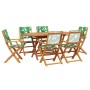 Set de comedor jardín 7 pzas tela madera maciza estampado hojas de , Conjuntos de jardín - Ref: Foro24-3281716, Precio: 467,29 €