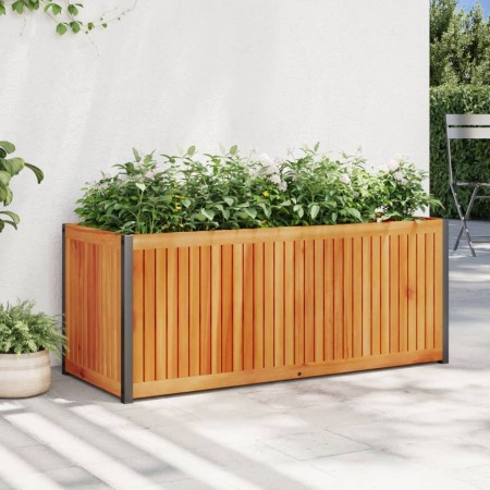 Jardinera de madera maciza de acacia y acero 110x45x44 cm | Foro24.es | Tu tienda online para hogar, jardín y más Foro24.es