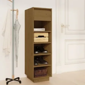 Solid pine wood shoe cabinet in honey brown color, 30x34x105 cm by vidaXL, Shoe racks and shoe organizers - Ref: Foro24-81355...