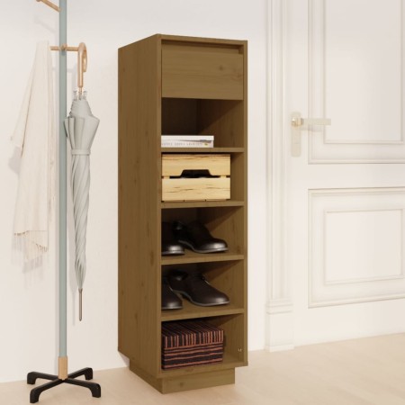 Solid pine wood shoe cabinet in honey brown color, 30x34x105 cm by vidaXL, Shoe racks and shoe organizers - Ref: Foro24-81355...