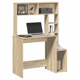 Escritorio con estantes contrachapada roble Sonoma 100x45x140cm de , Escritorios - Ref: Foro24-860438, Precio: 86,39 €, Descu...