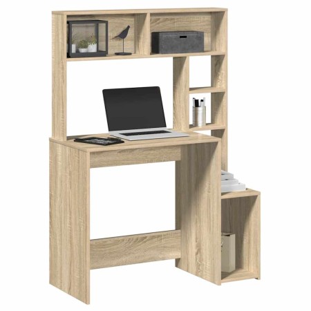 Escritorio con estantes contrachapada roble Sonoma 100x45x140cm de , Escritorios - Ref: Foro24-860438, Precio: 86,39 €, Descu...