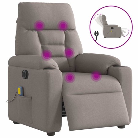 Sillón reclinable de masaje eléctrico tela gris taupe de , Sillones - Ref: Foro24-3303029, Precio: 252,61 €, Descuento: %