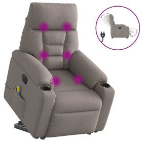 Sillón de masaje eléctrico reclinable elevable tela taupé