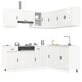 Mueble cocina Porto blanco brillo 11 pzas madera contrachapada de , Armarios de cocina - Ref: Foro24-3314963, Precio: 804,41 €
