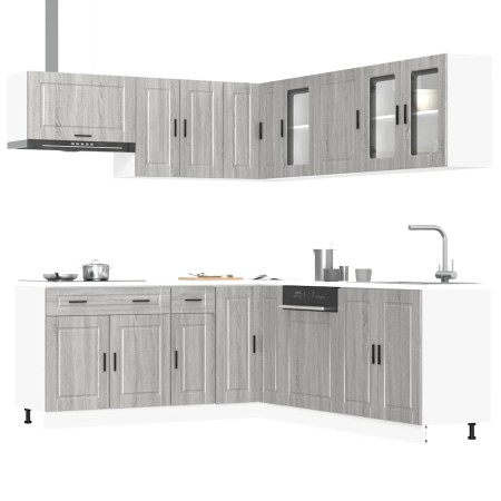 Mueble cocina Porto sonoma gris 11 pzas madera contrachapada