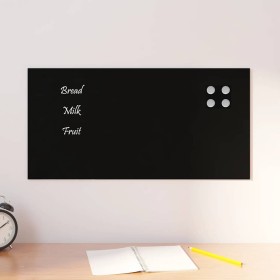 Pizarra magnética de pared vidrio templado negro 60x30 cm