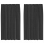 Cortinas de gasa con bolsillos para varillas 2 uds. negro | Foro24.es | Tu tienda online para hogar, jardín y más Foro24.es