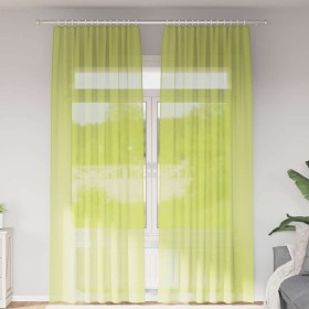 Cortinas de gasa con bolsillos para varillas 2 uds. verde