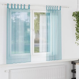 Cortinas de gasa con bolsillos para varillas 2 uds. turquesa