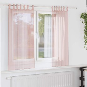 Cortinas de gasa con bolsillos para varillas 2 uds. rosa claro
