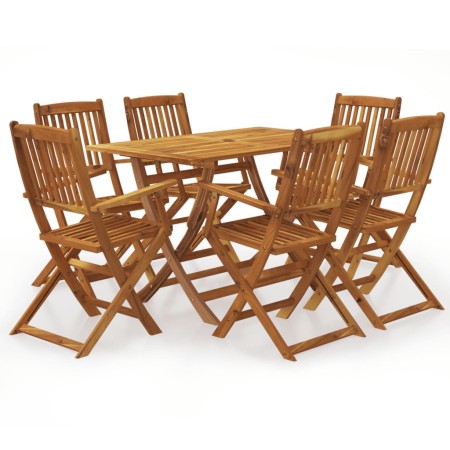 Set comedor de jardín plegable 7 piezas madera maciza de acacia de , Conjuntos de jardín - Ref: Foro24-3060194, Precio: 405,89 €