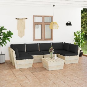 Muebles de jardín de palets 7 piezas y cojines madera de abeto de , Conjuntos de jardín - Ref: Foro24-3063595, Precio: 578,19...