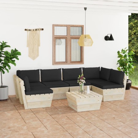 Muebles de jardín de palets 7 piezas y cojines madera de abeto de , Conjuntos de jardín - Ref: Foro24-3063595, Precio: 578,19...