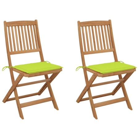 Sillas de jardín plegables 2 uds y cojines madera maciza acacia de , Sillas de jardín - Ref: Foro24-3064655, Precio: 127,75 €