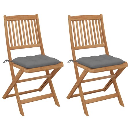 Sillas de jardín plegables 2 uds y cojines madera maciza acacia de , Sillas de jardín - Ref: Foro24-3064660, Precio: 125,44 €