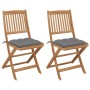 Sillas de jardín plegables 2 uds y cojines madera maciza acacia de , Sillas de jardín - Ref: Foro24-3064660, Precio: 125,44 €