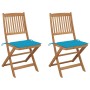 Sillas de jardín plegables 2 uds y cojines madera maciza acacia de , Sillas de jardín - Ref: Foro24-3064648, Precio: 124,99 €