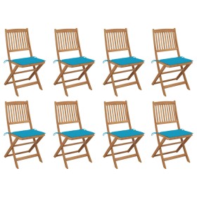 Sillas de jardín plegables 8 uds y cojines madera maciza acacia de , Sillas de jardín - Ref: Foro24-3075117, Precio: 383,64 €