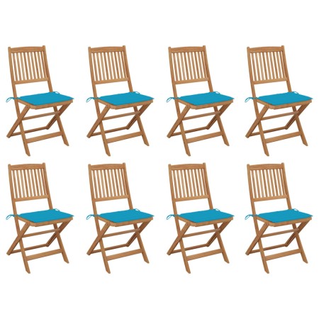 Sillas de jardín plegables 8 uds y cojines madera maciza acacia de , Sillas de jardín - Ref: Foro24-3075117, Precio: 383,64 €