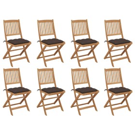 Sillas de jardín plegables 8 uds y cojines madera maciza acacia de , Sillas de jardín - Ref: Foro24-3075136, Precio: 421,50 €