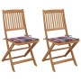 Sillas de jardín plegables 2 uds madera maciza acacia y cojines de , Sillas de jardín - Ref: Foro24-3064657, Precio: 120,77 €