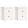 Mesitas de noche 2 uds madera maciza pino blanca 50x35x61,5 cm