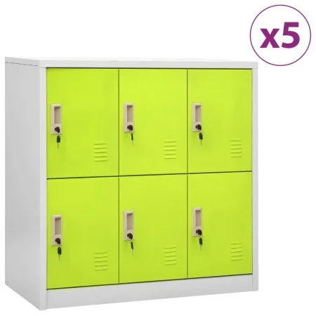 Locker cabinets 5 units of gray and green steel 90x45x92.5 cm by vidaXL, Lockers and storage cabinets - Ref: Foro24-3095238, ...