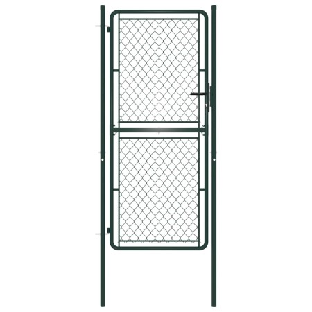 Puerta de valla de jardín acero verde 100x200 cm