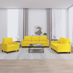 Juego de sofás con cojines 3 piezas tela amarillo claro de , Sofás - Ref: Foro24-3201433, Precio: 575,73 €