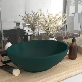 Lavabo de lujo ovalado cerámica verde oscuro mate 40x33 cm de , Lavabos - Ref: Foro24-146926, Precio: 85,75 €