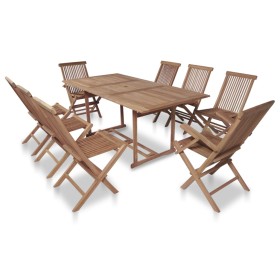 Set comedor de jardín 9 pzas con sillas plegables teca maciza de , Conjuntos de jardín - Ref: Foro24-43042, Precio: 686,14 €