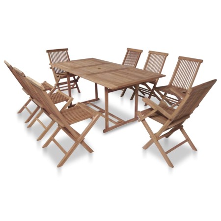 Set comedor de jardín 9 pzas con sillas plegables teca maciza de , Conjuntos de jardín - Ref: Foro24-43042, Precio: 686,14 €