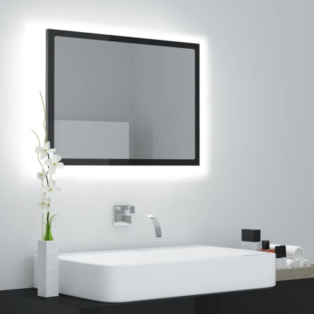 Espejo de baño madera contrachapada gris brillo 60x8,5x37 cm de , Tocadores de baño - Ref: Foro24-804923, Precio: 38,89 €